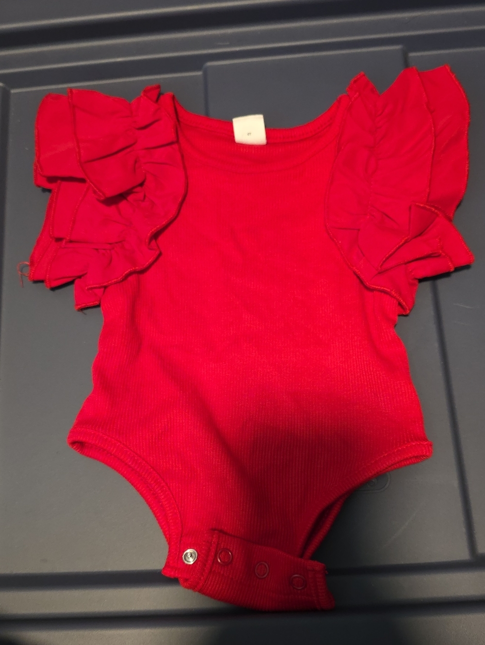 SHEIN Bright Red Ruffle-Sleeve Baby One-Piece Bodysuit